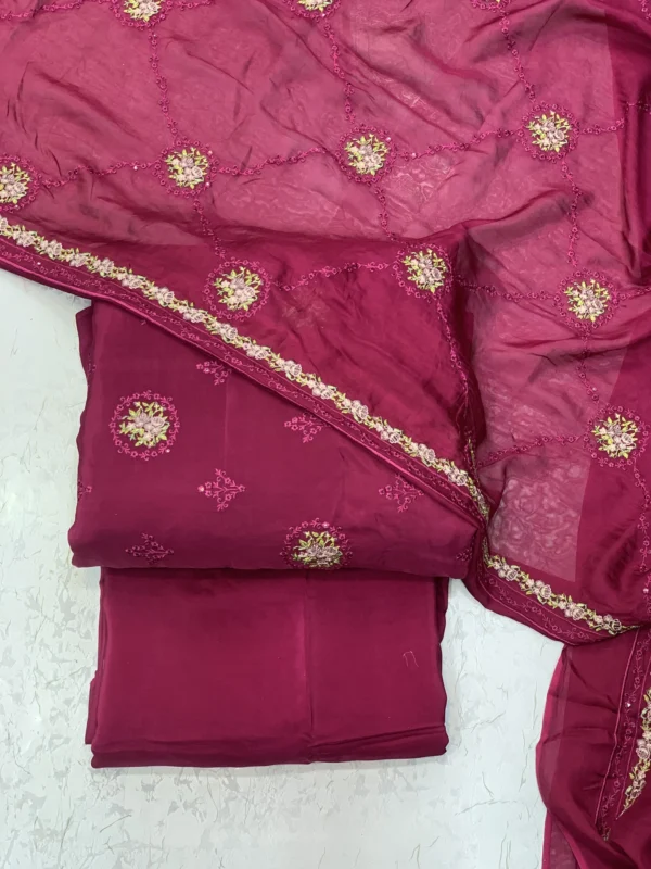 Deep Maroon Pure Pk Grip Silk designerwearcollection.com
