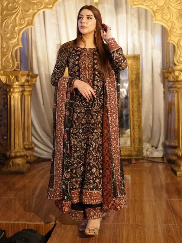 HARIS SHAKEEL Black Floral 3 designerwearcollection.com