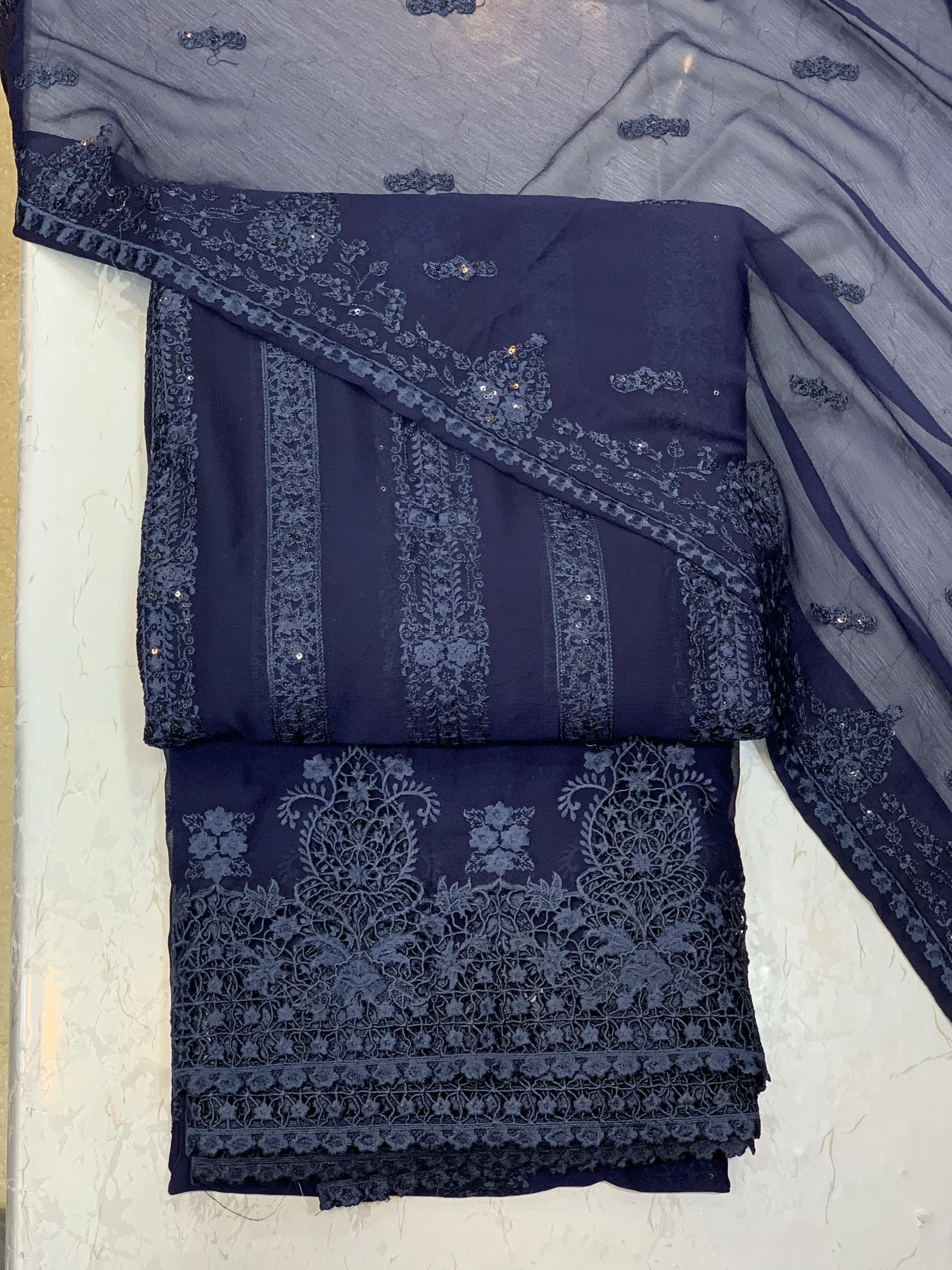 Deep Navy Purple luxury chiffon