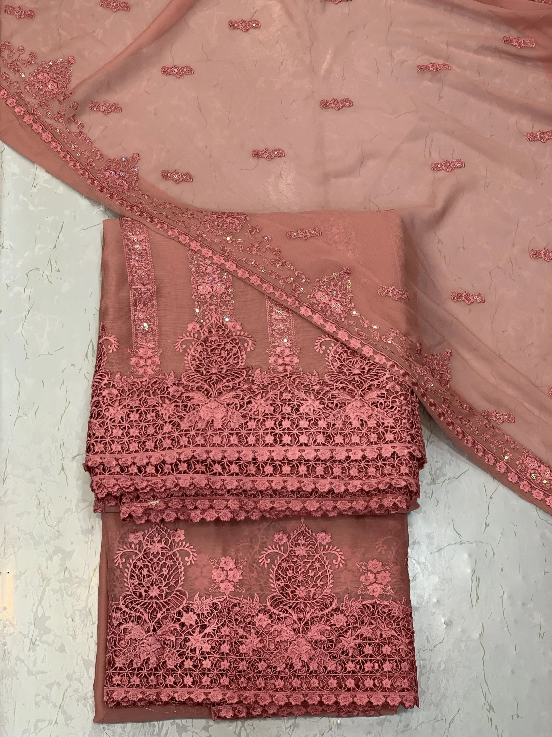 Dusty Rose Brown wedding chiffon dress