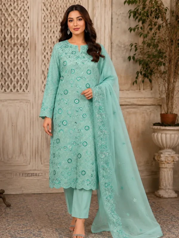 Elegant Teal Green clothes design 1 designerwearcollection.com