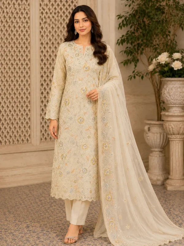 Warm Grey Beige fashion designer dress 1 designerwearcollection.com