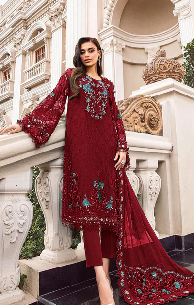 MARIA.B MB 33 MEHROON LAWN 3PC