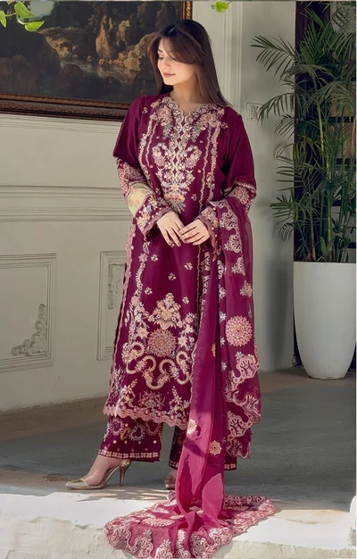 HUSSAIN REHAR LAWN RIVIERA UNSTICHED