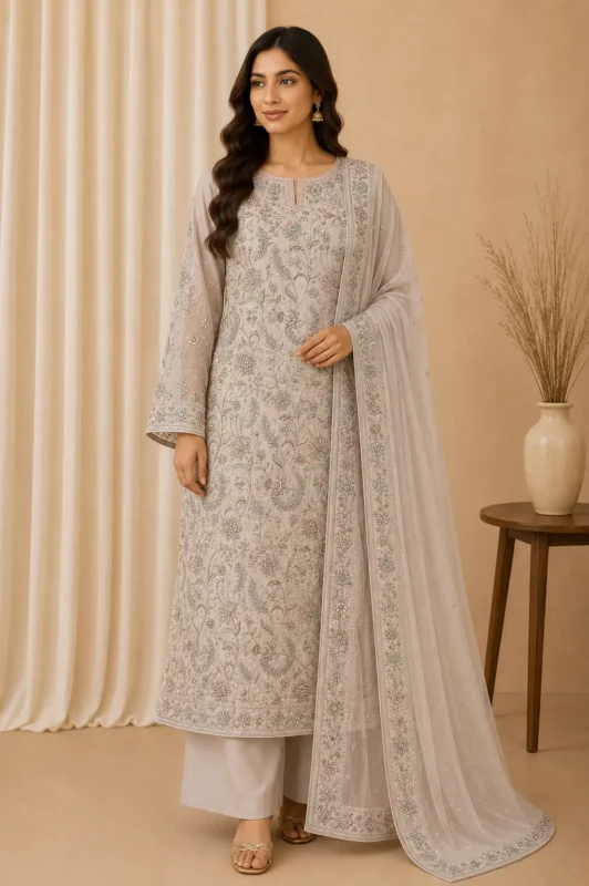 Dusty Blush Pink Humna Grams designerwearcollection.com