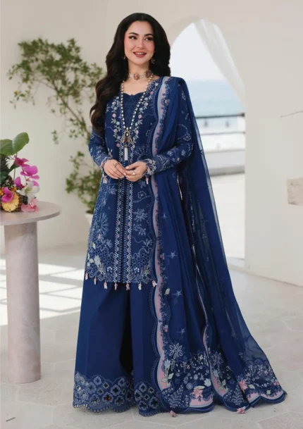 QALAMKAR PREMIUM EMBROIDERED LUXURY LAWN UNSTITCHED 3 PIECE SUIT 713 2 designerwearcollection.com