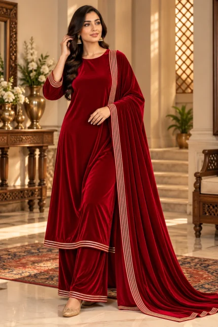 Dark Red Premium Phoenix Velvet Fabric